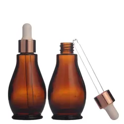 50ml Wholesale Cheap Price Amber Color Glass Pipette Essential Oil Packaging Pipe Serum Bottle with Free Samples