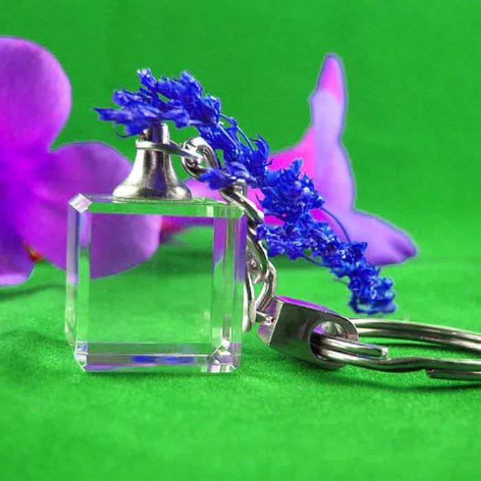 Personalized ENGRAVED crystal square cube keychain MH-YS0456