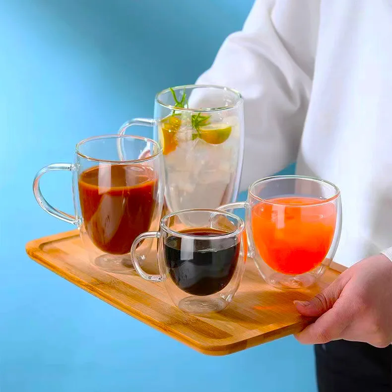 High Borosilicate Double wall tumbler whiskey Transparent glass