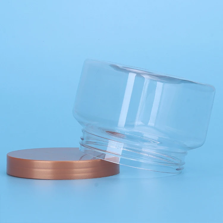 Custom 500ml 16oz 500 ml 16 oz PET Clear Square Shape Hair Care Mason Scrub Cream Conditioner Plastic Jar With Lids