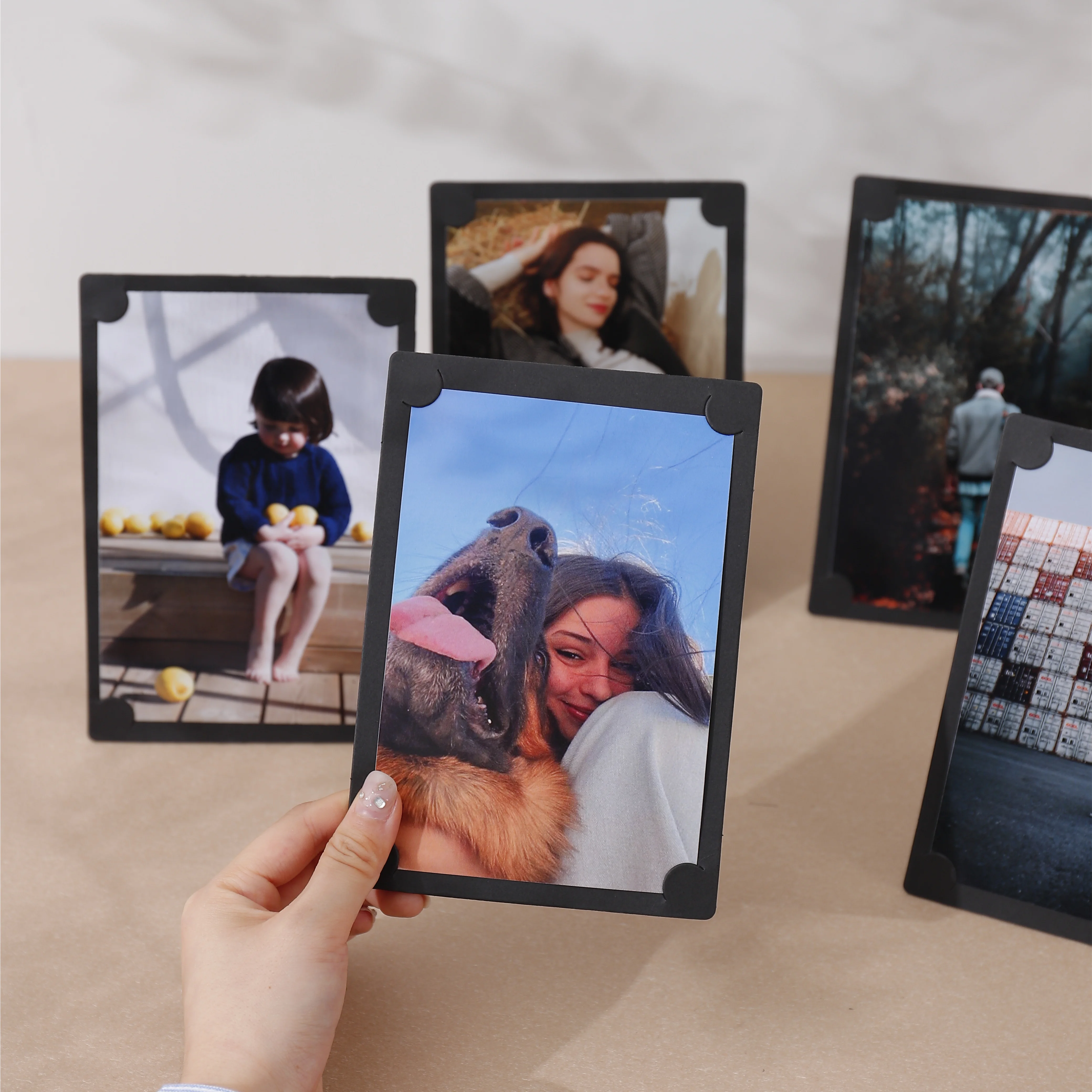 5pcs black indentation cardstock picture frame one double stand Cardstock picture frame Home decoration paper picture frame