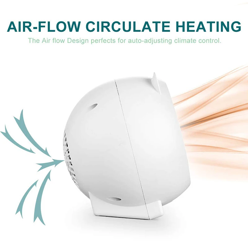 Mini Cute Round Portable Household Use Fast Heating PTC Ceramic Space Air Hot Electric Fan Heater For Home Room Desk Winter Warm
