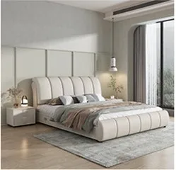 Modern style home furniture minimalist design bedroom high quality durable luxury  solid wood headboard bed with storage