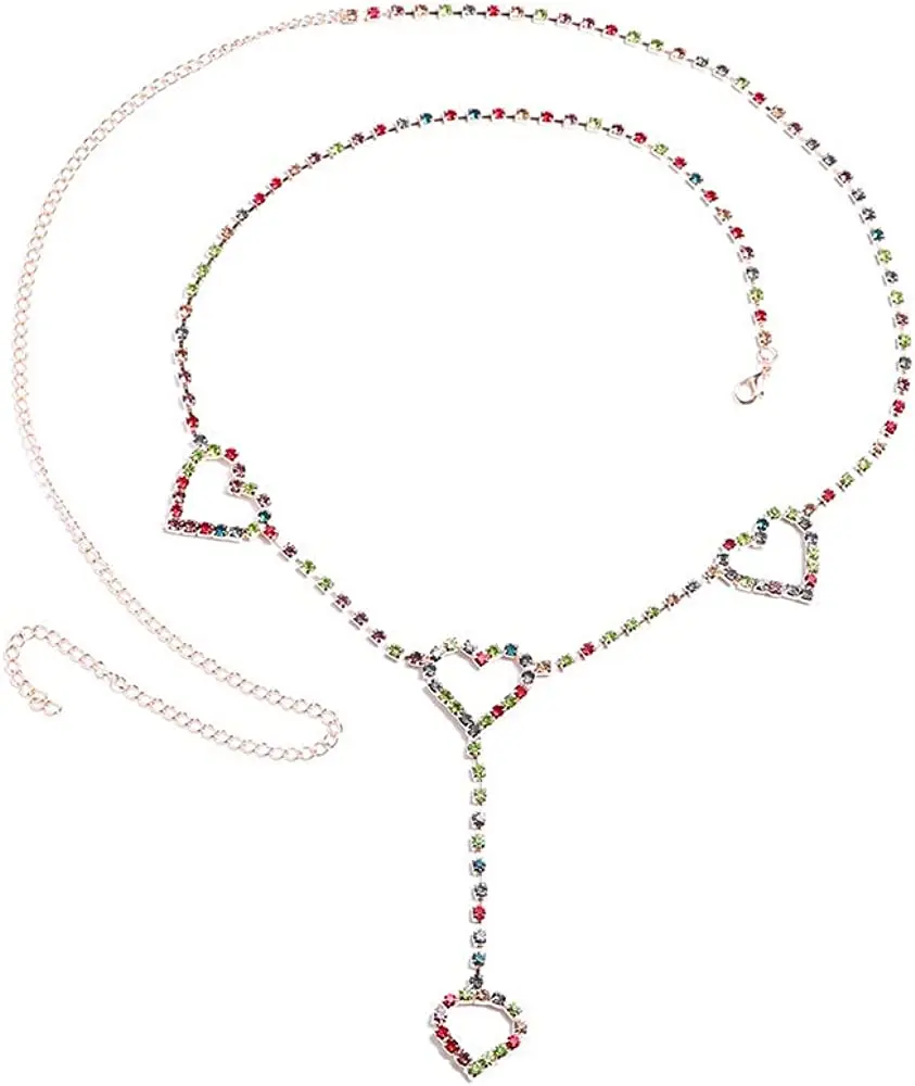 Fashion Belt Accessories Alloy  Metal Strap Chain for Belt Bags Shoes Silver Gold Heart Pendant Summer Beach Waist Body Chain