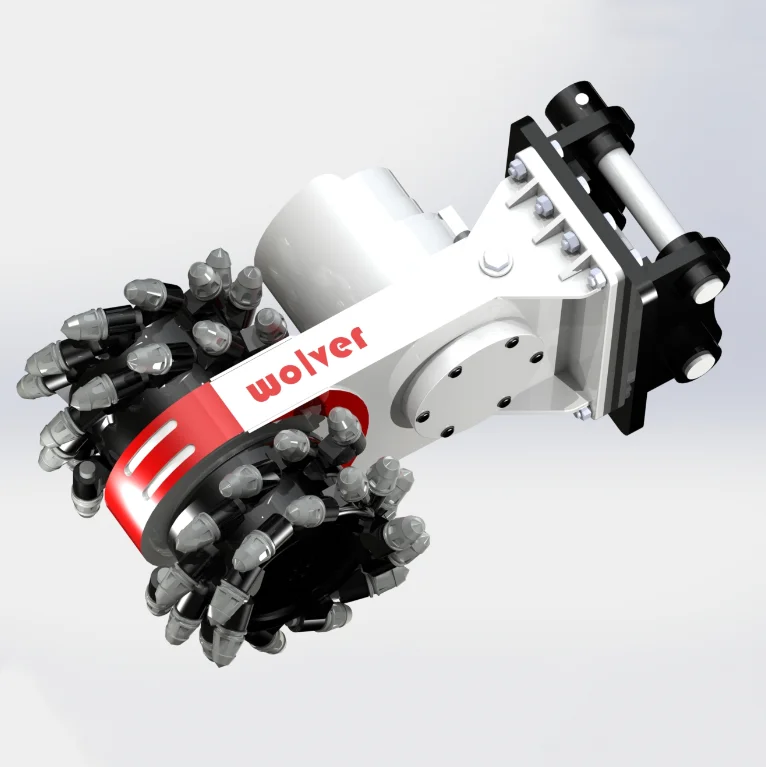 Twin Header Rock Grinders Drum Cutter From Wolver Machinery Milling Head For Heavy Machinery