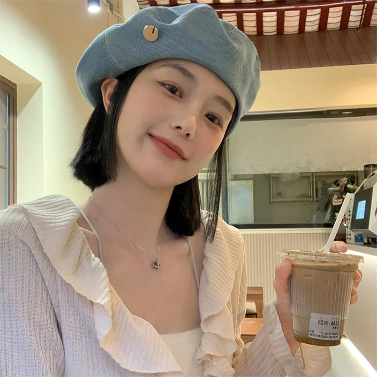 Summer Versatile Denim Beret Women Beret Hat Painter Hat