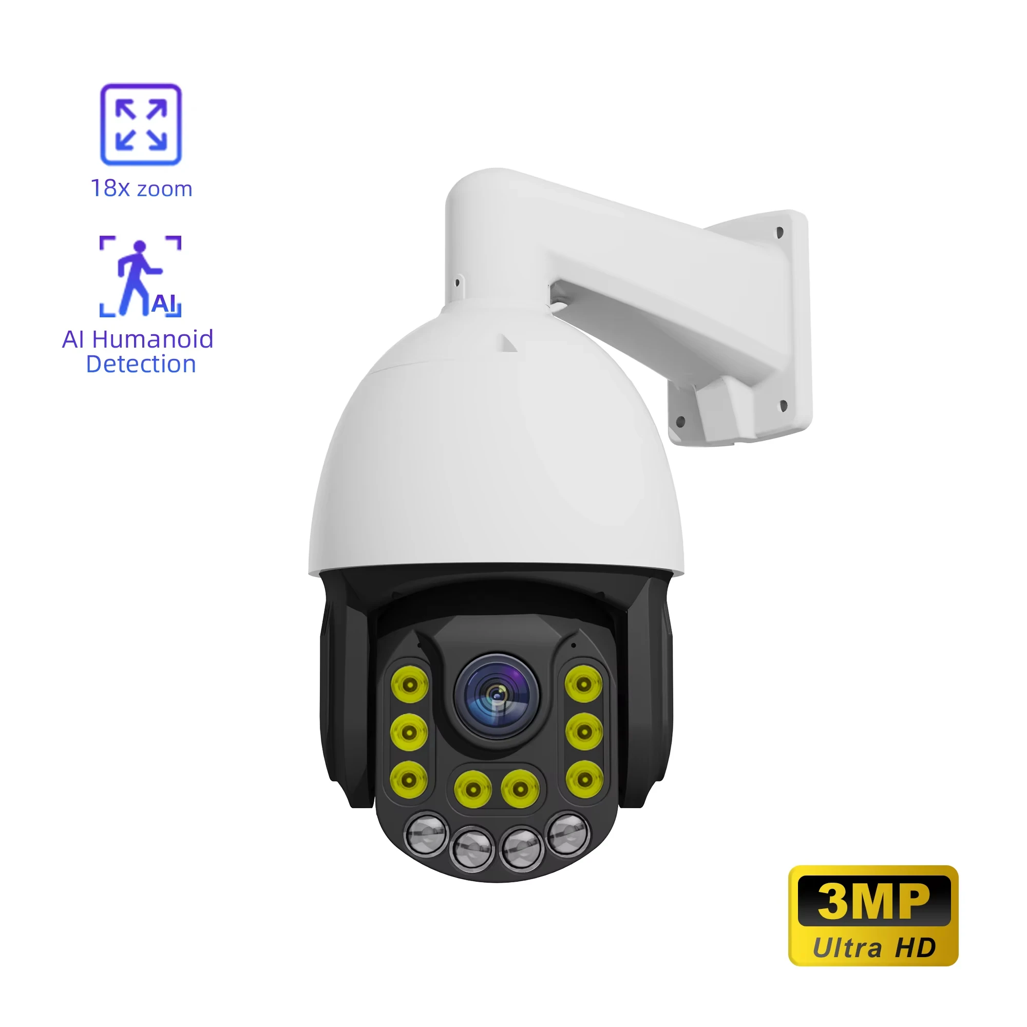 Двухсветовая сетевая камера ночного видения IP 33X оптический зум 8MP CCTV на большие расстояния Высокая Спира купольная безопасности