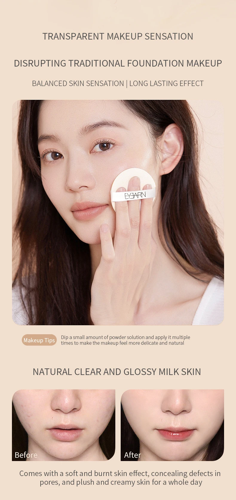 15g Wholesale Brand Natural  Concealer Sponge Bb Cushion Brightening Glow Poreless Bb Cushion