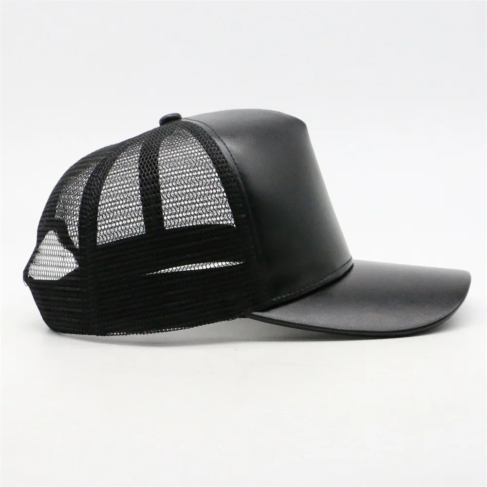 High Quality Custom 5 Panel PU Leather Trucker Hat