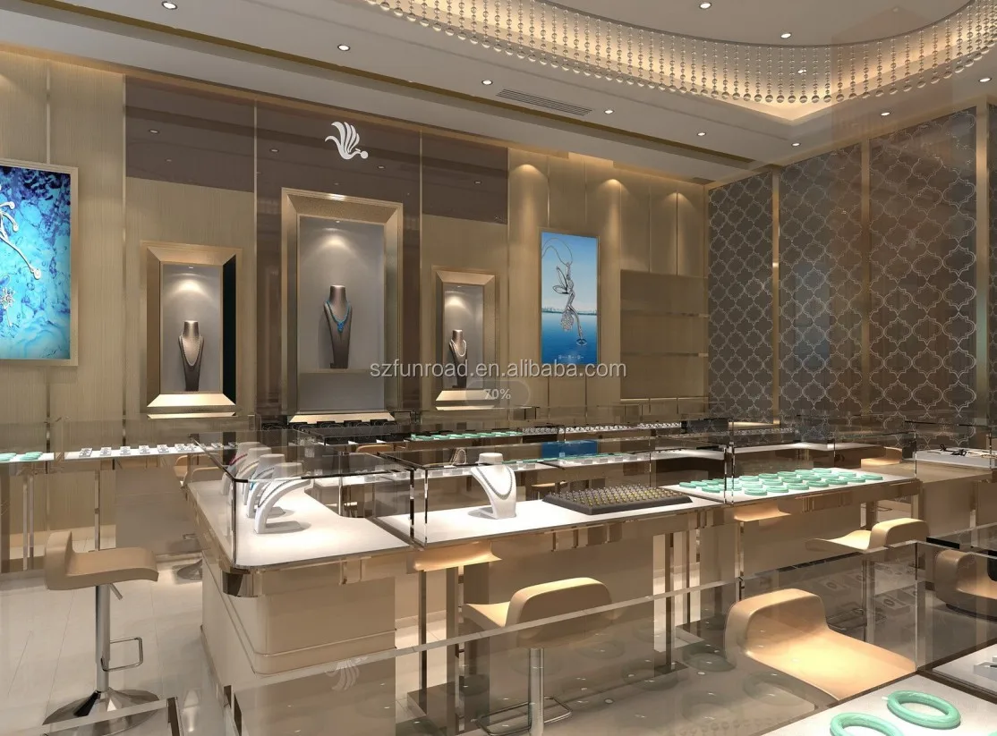 Mujiang design high quality glass jewelry display cabinet jewellery shop furniture design