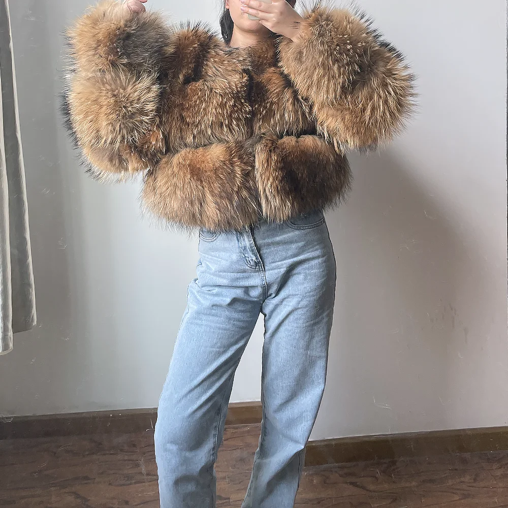 Black Friday Sale QIUCHEN QC1862 2021 HOT SALE Winter Women Luxury Fluffy Jacket Fashion Real Fox Raccoon Fur Coat