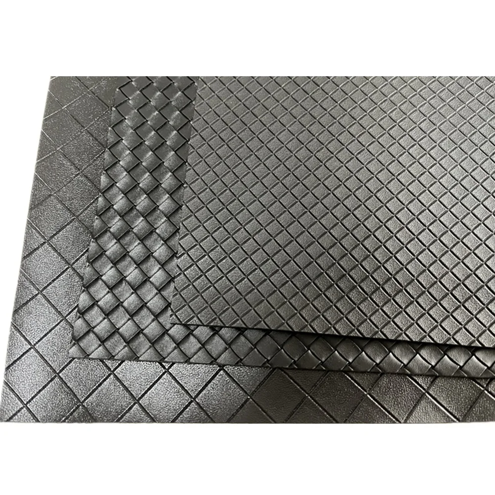 Solid Color Braid Grid Pattern Faux Leather Sheets Embossed Weave Leather Fabric For Bag Shoe Notebook