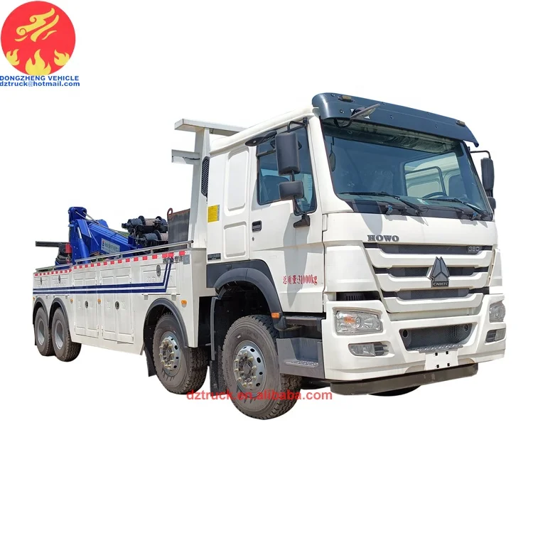 Sinotruck howo 8X4 30tons 50tons LHD heavy duty Dragging and lifting multifunction road wrecker rescue truck fow sale