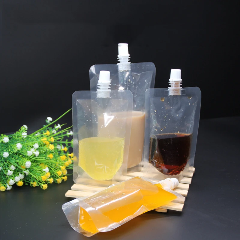 Прозрачный пластиковый мешок для напитков с всасывающей насадкой оптом