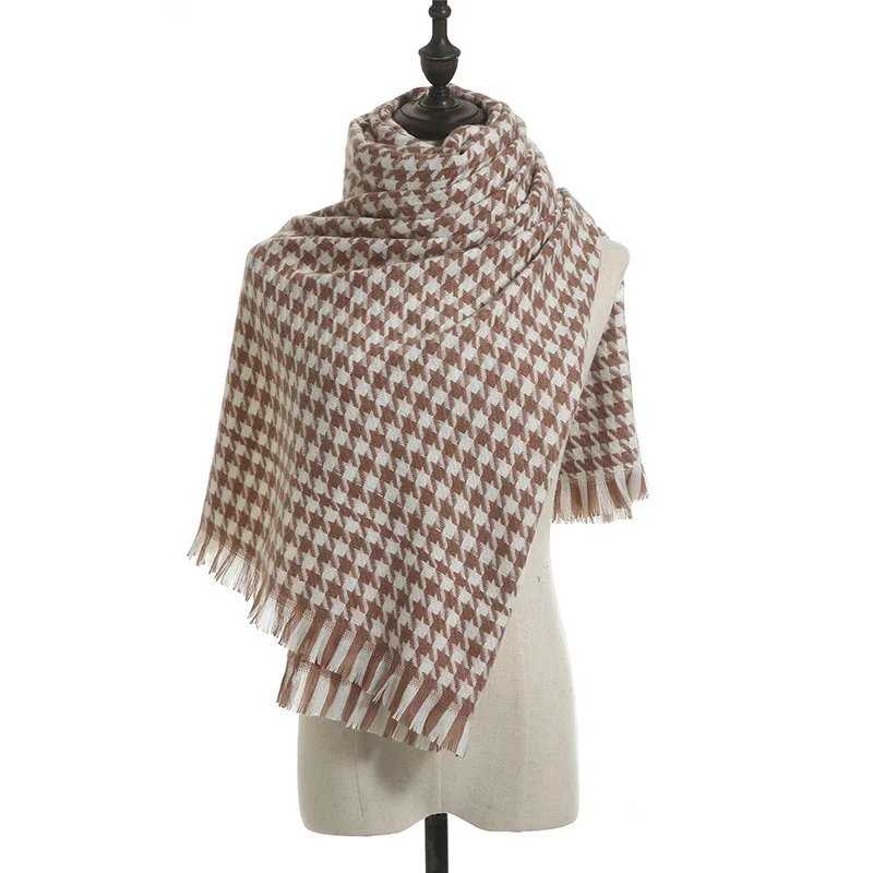 Cold weather Houndstooth men winter scarf cashmere winter black scarves