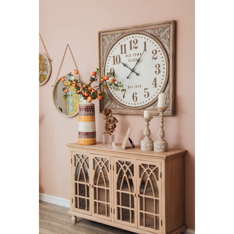 Retro home decoration European style wooden clock custom living room bedroom decoration wall clock