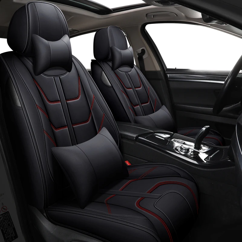 Car Seat Covers Full Set, 5 Seats Universal Seat Covers Fit for Cars,SUVs and Pick-up Trucks,Nappa Leather Front and Rear Seat P