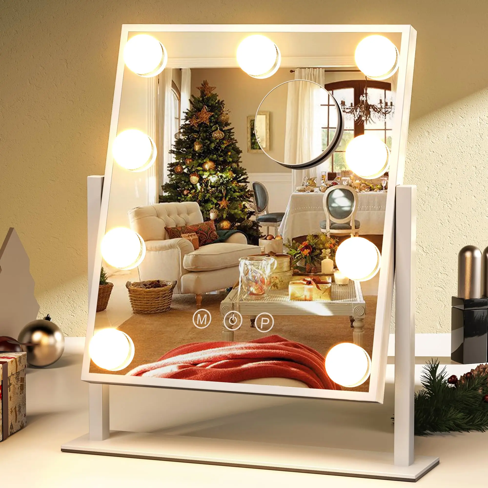 Makeup Vanity Mirror with Lights Magnification Lighted Touch Control Trifold Dual Power Supply Portable LED Makeup Mirror