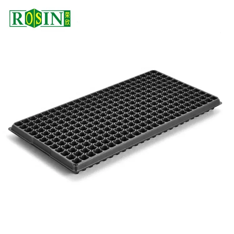 Customized seedling tray 288 Cells Polystyrene Black PS Plastic Nursery Seed Starter Tray  Mold With Dome