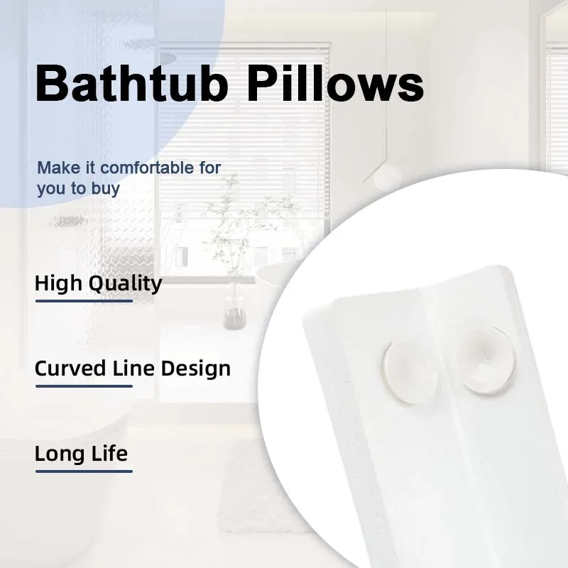 Waterproof White Comfort Wedge PU Foam Bath Pillow Head and Neck Support for Bathing