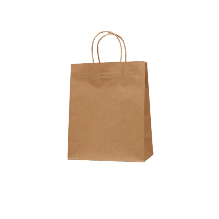 Wholesale Natural Organic Food & Drinks Grocery Recycled Printed Craft Brown Kraft Paper Bag With Handles