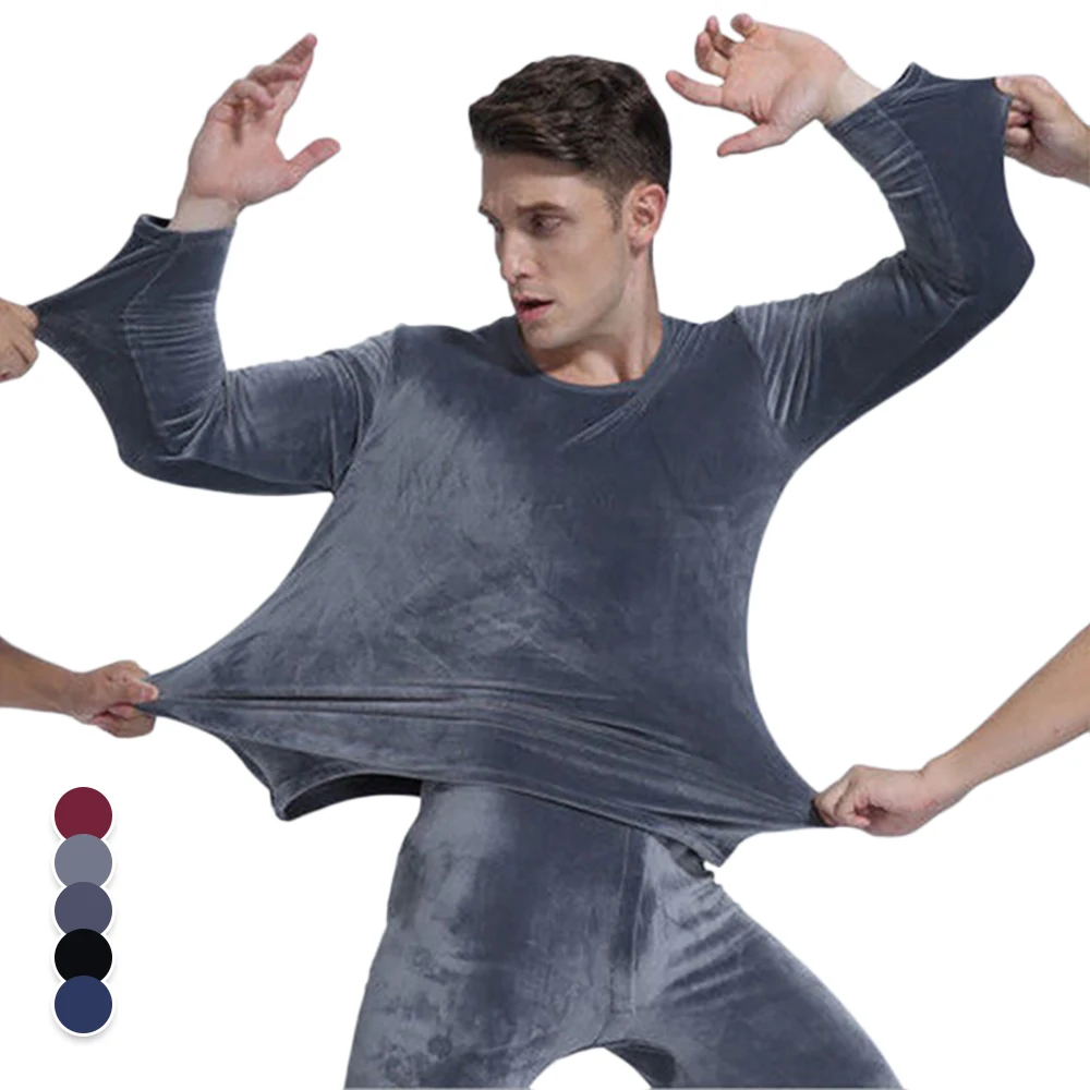 Лидер продаж 2020, зимние теплые комплекты нижнего белья из 2 предметов Ama Larsi большого размера, бесшовные плотные мужские комплекты термобелья с длинным рукавом