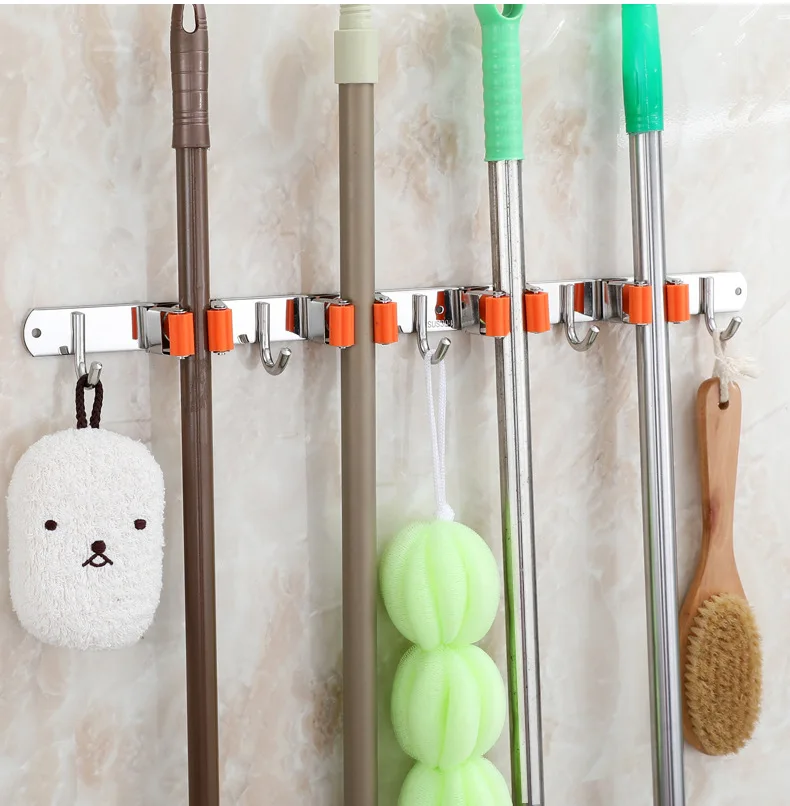 Heavy Duty Wall Mountm- Mop Rack Holder Organizer