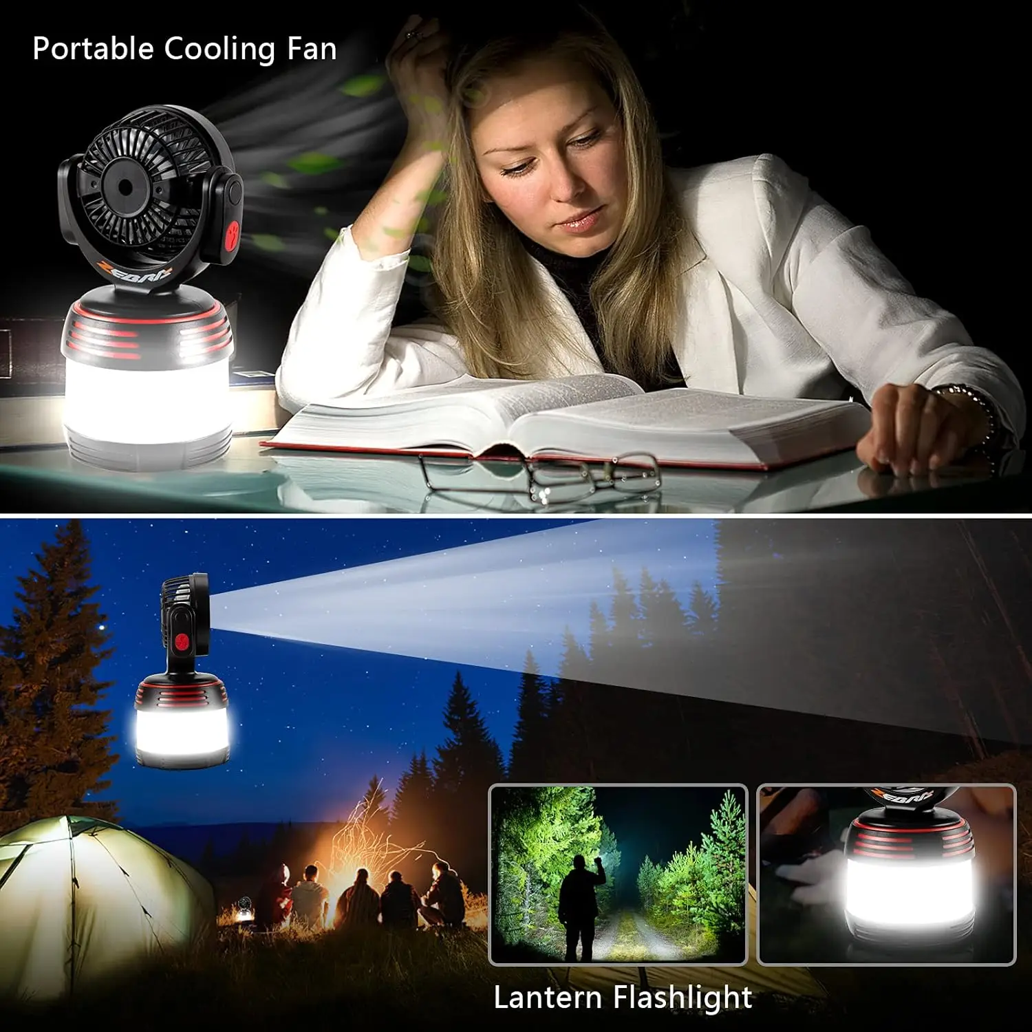 SOHOT Rechargeable Power Bank LED Camping Lantern with Ceiling Fan LED Camping Tent Light Emergency Lamp for Camping Fan