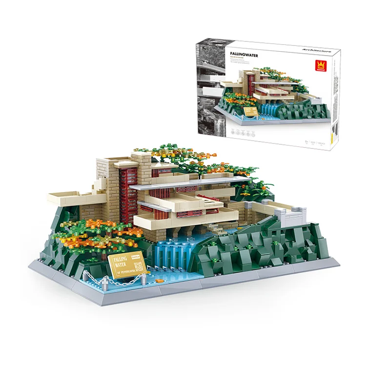wholesale toys kids gift sets Bricks construction Fallingwater kids plastic toys disassemble building