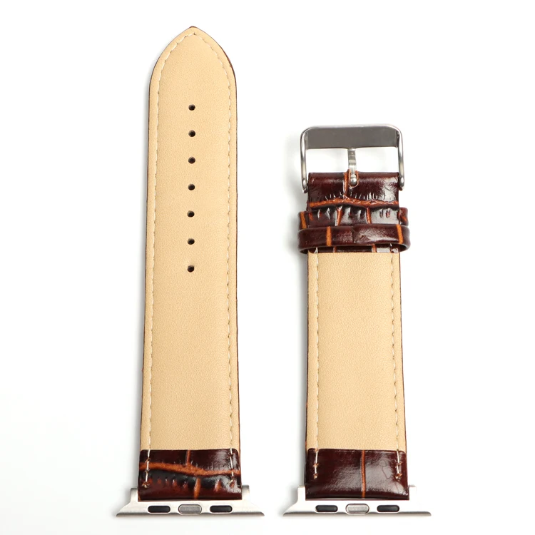 Wholesale calf leather watch straps retro genuine leather watchband with rose gold deployment watch buckle for women