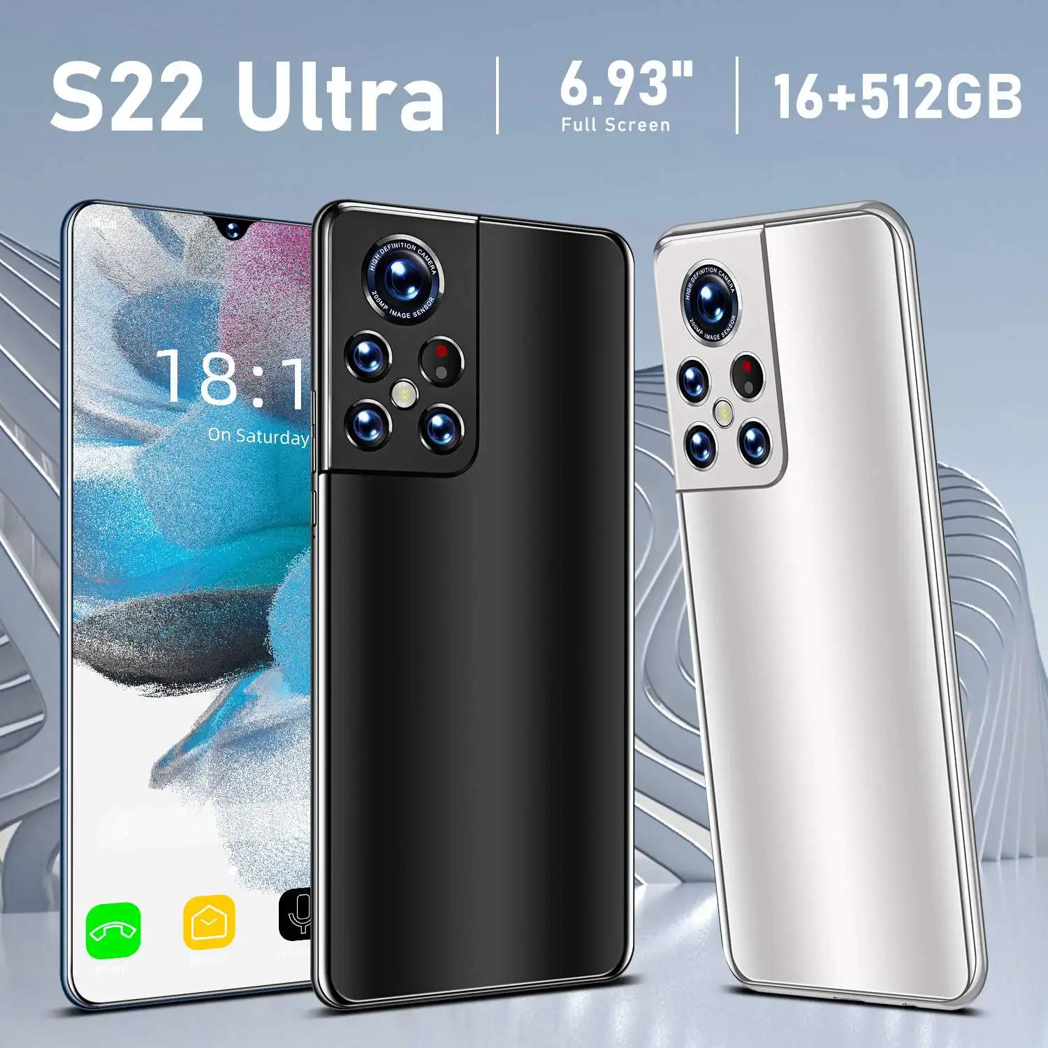 Global Smartphone S22 Ultra 6.7 inch Full Screen 16+512GB Android Mobile Phones With Face ID Original Unlocked Cell Phone