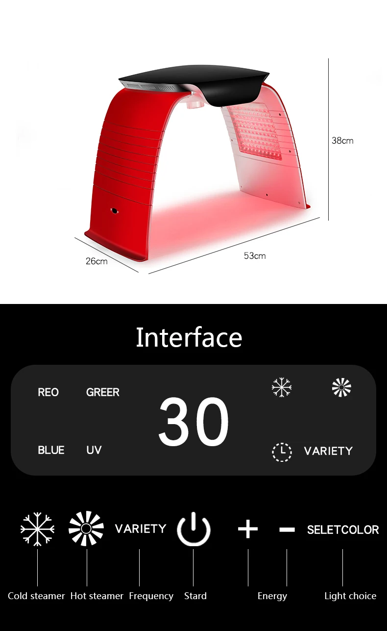 Professional Beauty Mask 7 Colors LED Light Facial mask 2022 Light PDT Therapy Machine Led Face Mask