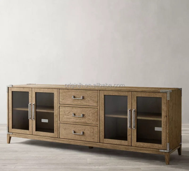 Exclusive and meticulous living room wooden furniture set handcrafted luxury oak living room oak tv cabinet console