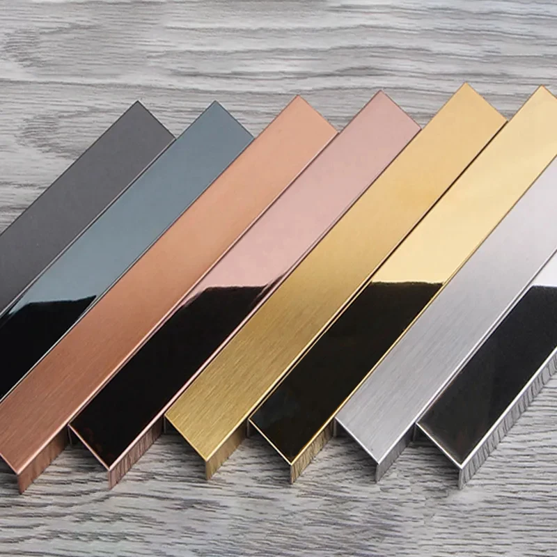 Gold Titanium Metal Transition Strip Brushed Chrome Stainless Steel Tile Trim Line For Wall Decoration