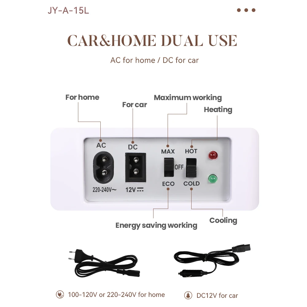 home office car fridge 15L cool hot 12V AC 230V DC12V