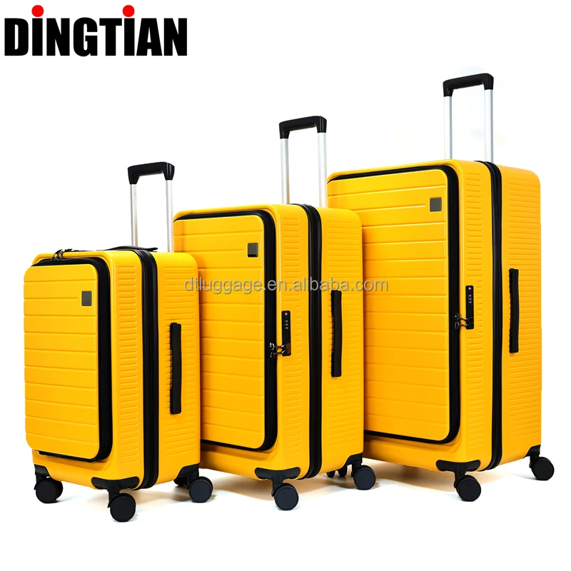 3pcs Unisex Front Open Large Trunk Style Hardside ABS PC Spinner Luggage Set Aluminum Trolley Suitcase TSA Lock Travel Trips