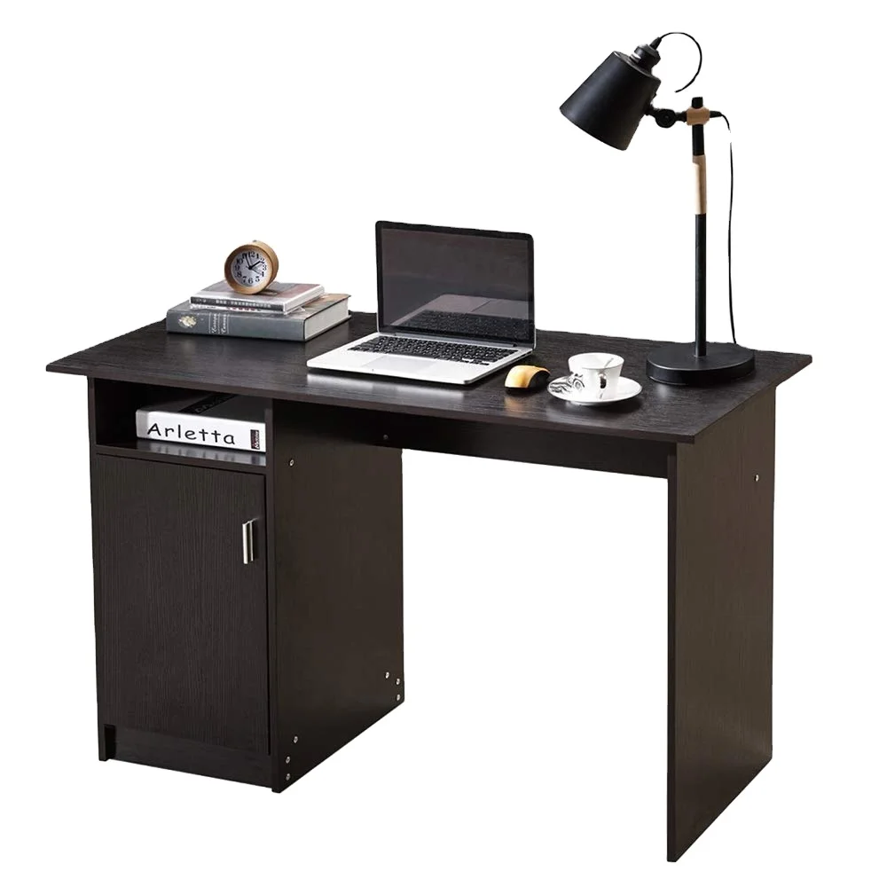 Home Office Desk with 3 Layers Shelves Storage Computer Desk Table with File Cabinet Simple Workstation