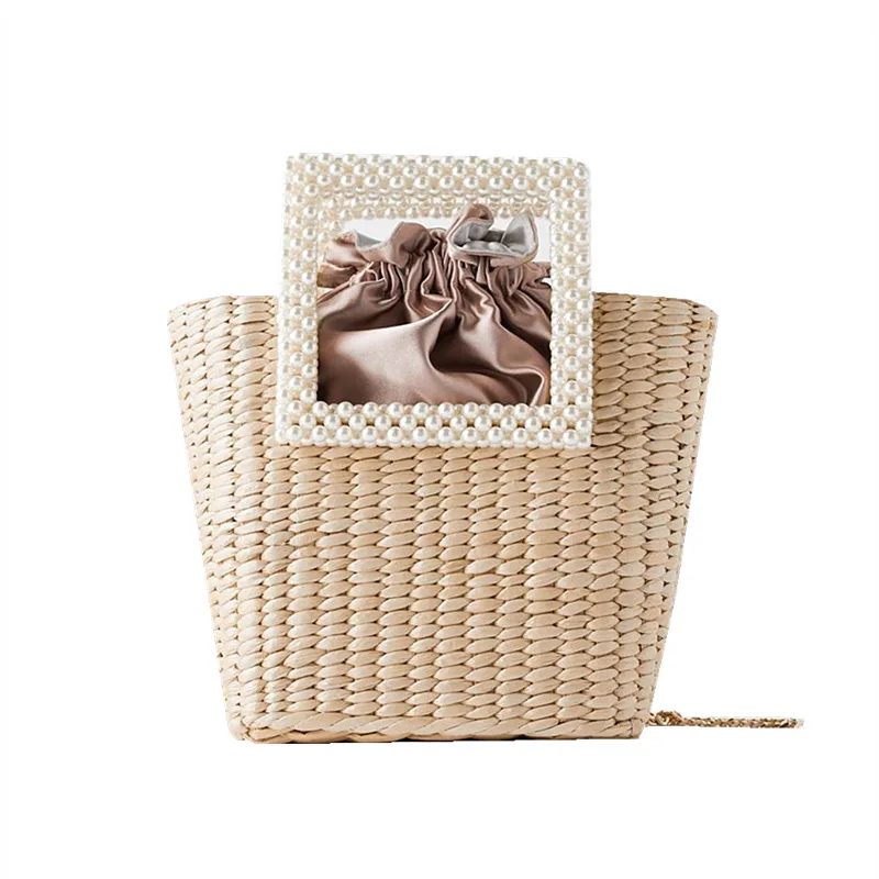 Female 2021 Popular Pear Beach Bag Handmade Hollow Weave Chain Underarm Crossbody Bag