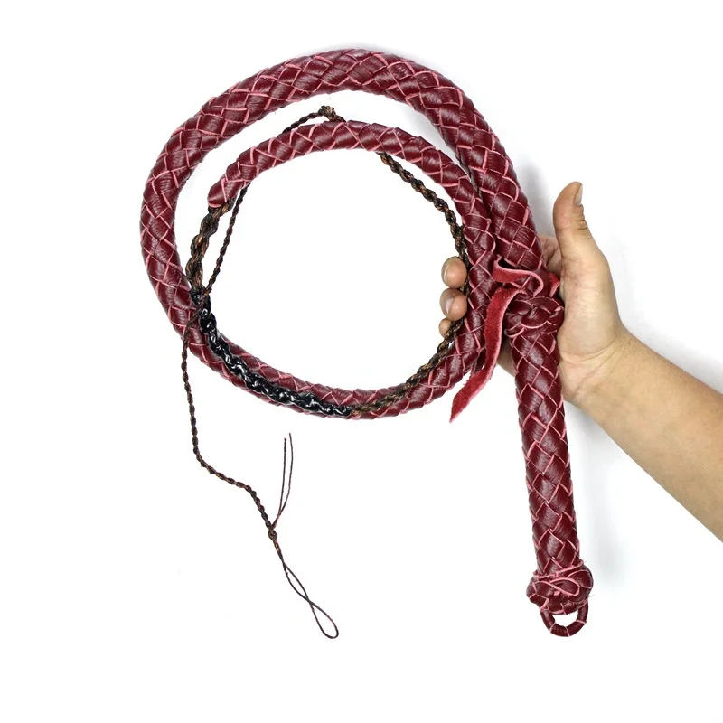 Leather Bullwhips with Belt Holder Single Tail SnakeWhip Horse Racing Riding Cowhide Whips 3-5 Feet Long