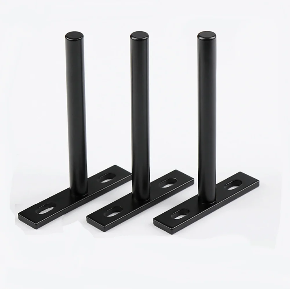 CTHome T-foot metal concealed partition bracket black iron furniture rack rod support