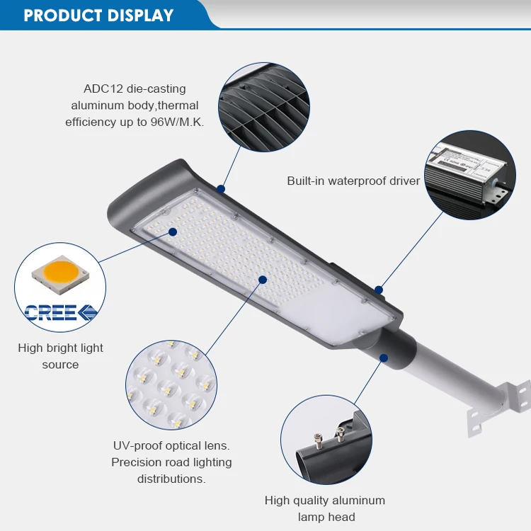 COVEDA Modern Black Commercial Outdoor Park Square Parking Lot 30w Aluminum AC Power Led Street Lamps Fixture