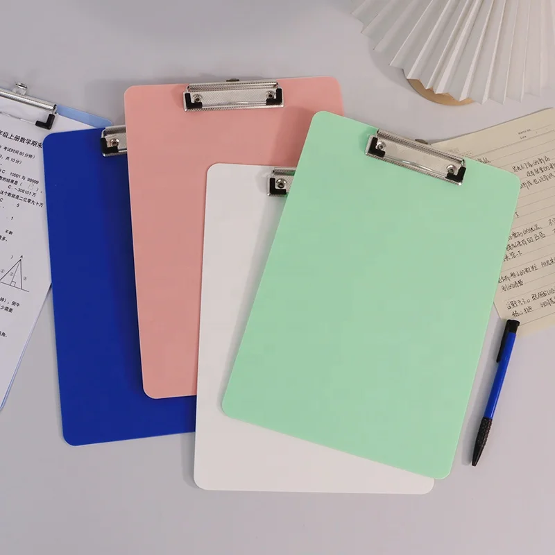 Plastic Multiple Colors Clip Boards With Low Metal Clip Hangable Low Profile Clipboard Standard A4 Letter Size For Student