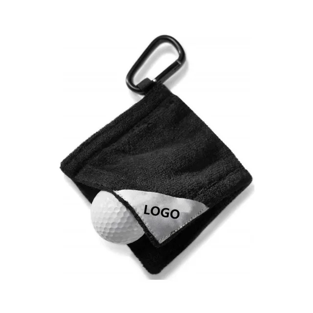 Golf Towel Soft Custom Logo Polyester Microfiber Sport Cleaning Golf Towel with Hooks