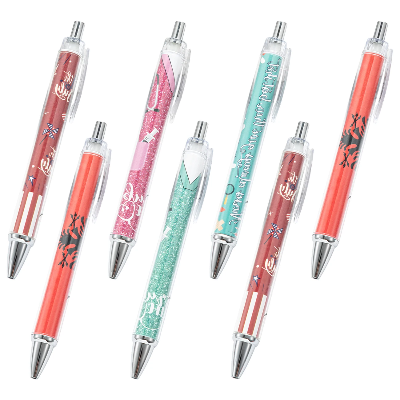 Personalized Custom Printing Gifts Clear Plastic Empty Rod Pen DIY Paper Banner Insert Ball Pens