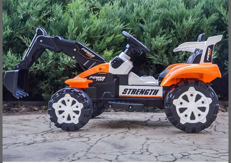 New design of children electric tractor 6V power 2 seat six wheel vehicle kids driving with hydraulic dump bucket 2 buyers