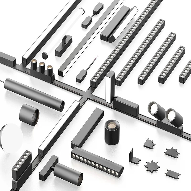 DC24V 48V Magnetic Track Light System Recessed Magnetic Focus Lamp Linear Spotlight LED Track Magnet Lights Magnetic Light Track