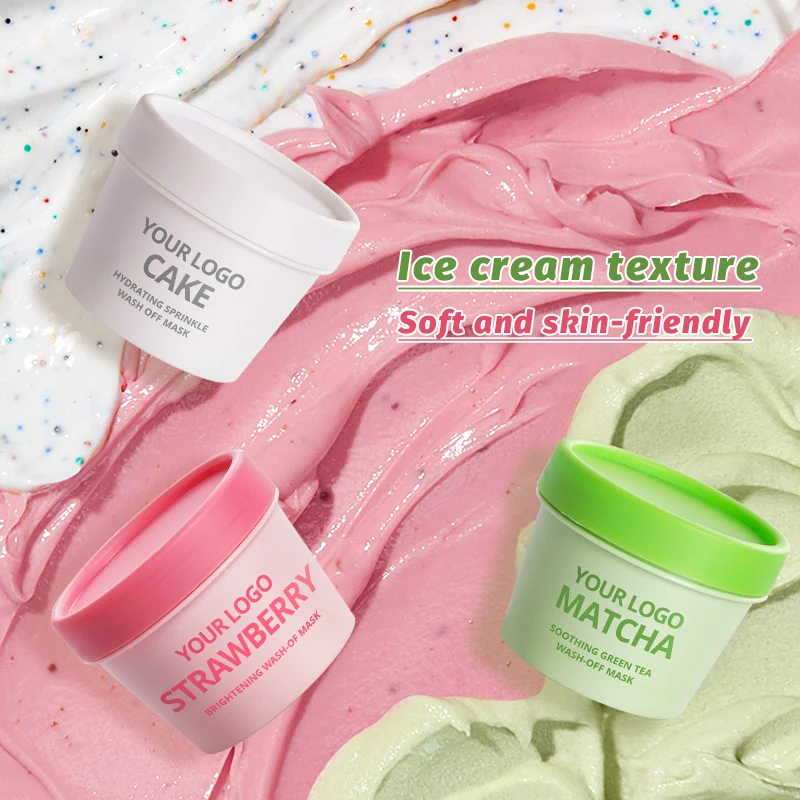 Amazon Top Seller Skincare Organic Shea Moisture Kaolin Whitening Acne Fruit Ice Cream Cake Clay Facial Mask