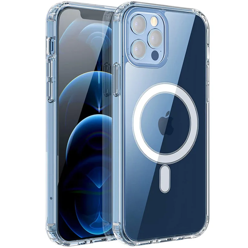 TPU M a g s a f e phone case 12 magnetic cover for Apple 12 13 Series Thicken Transparent case  Anti-drop Protective casing