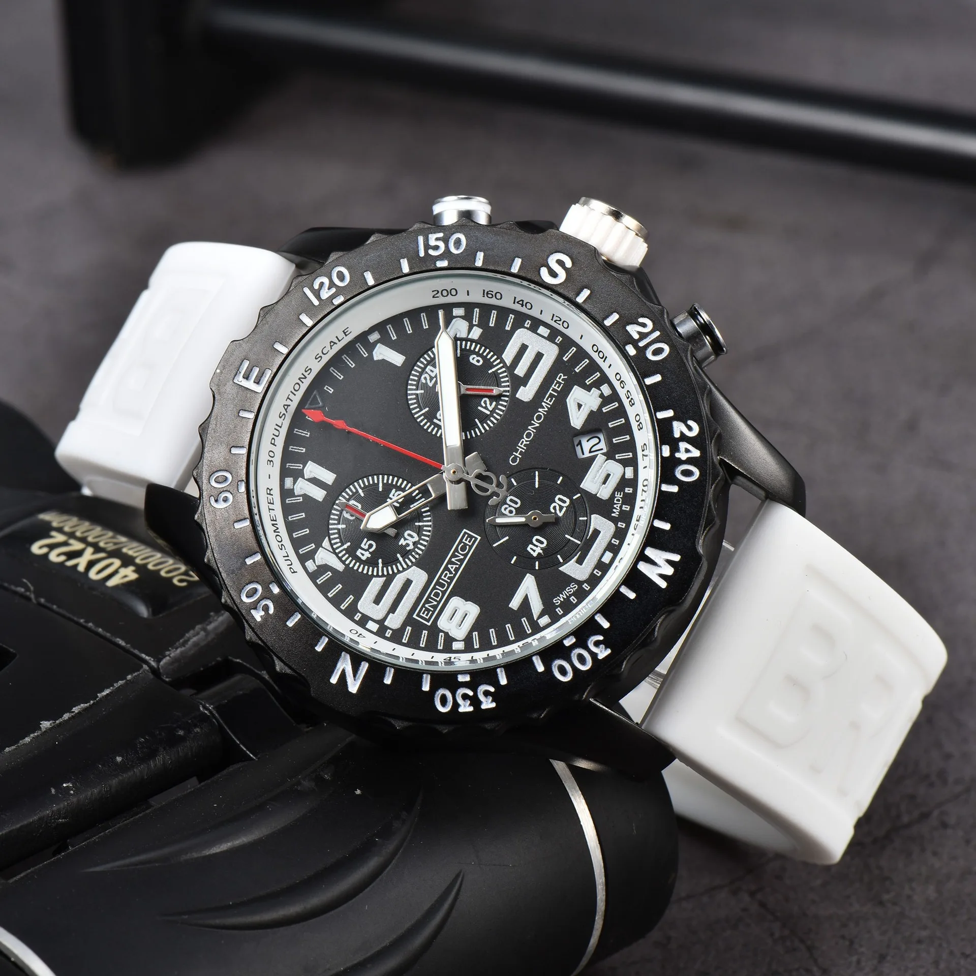 2024 Top Brand Luxury Watch Man Quartz Multi-function Chronograph Rubber Sport Wristwatch Reloj Militar