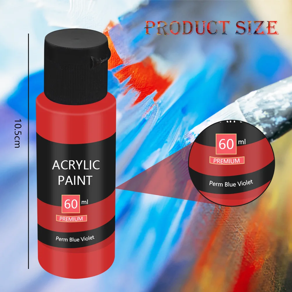59ML 2OZ  24 Vivid Color Acrylic Paint Set for Canvas Wood Fabric Ceramic Crafts